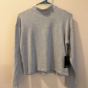 Adrienne vittadini mock neck long sleeve grey (women’s s)